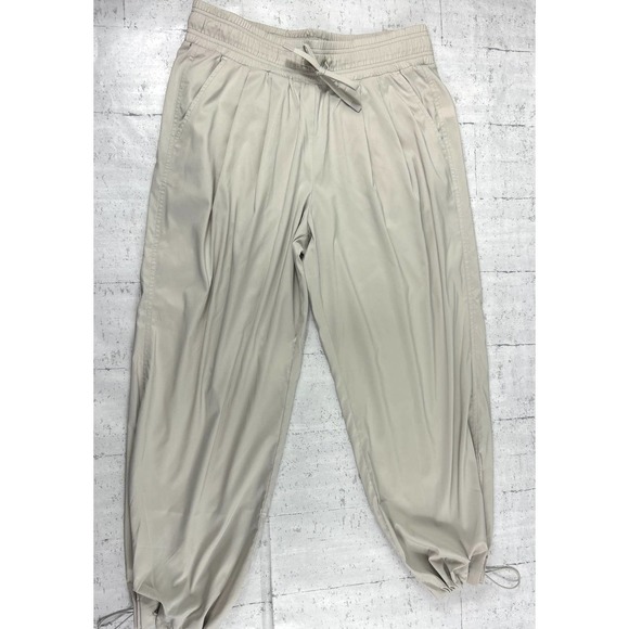 Athleta revive Tan drawstring waist adjustable ankle joggers size 8 - Picture 1 of 8